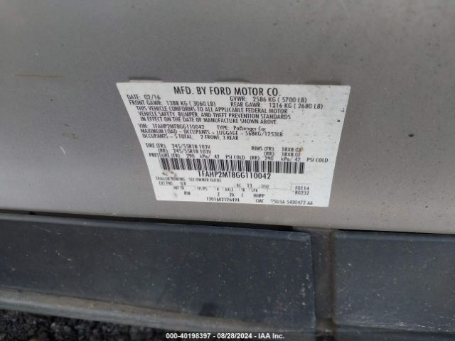 Photo 8 VIN: 1FAHP2MT8GG110042 - FORD TAURUS 