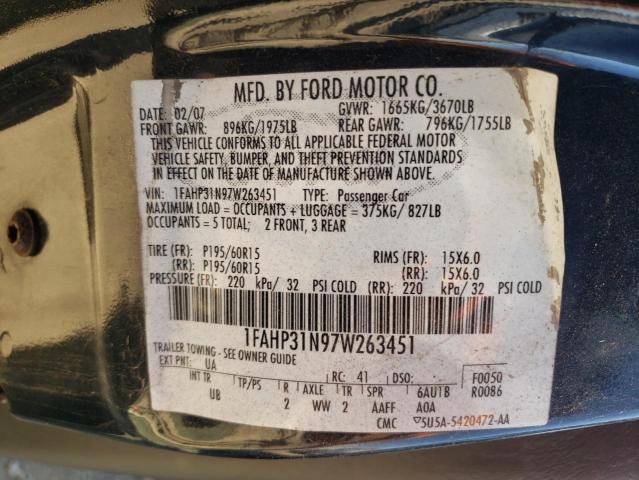 Photo 11 VIN: 1FAHP31N97W263451 - FORD FOCUS ZX3 