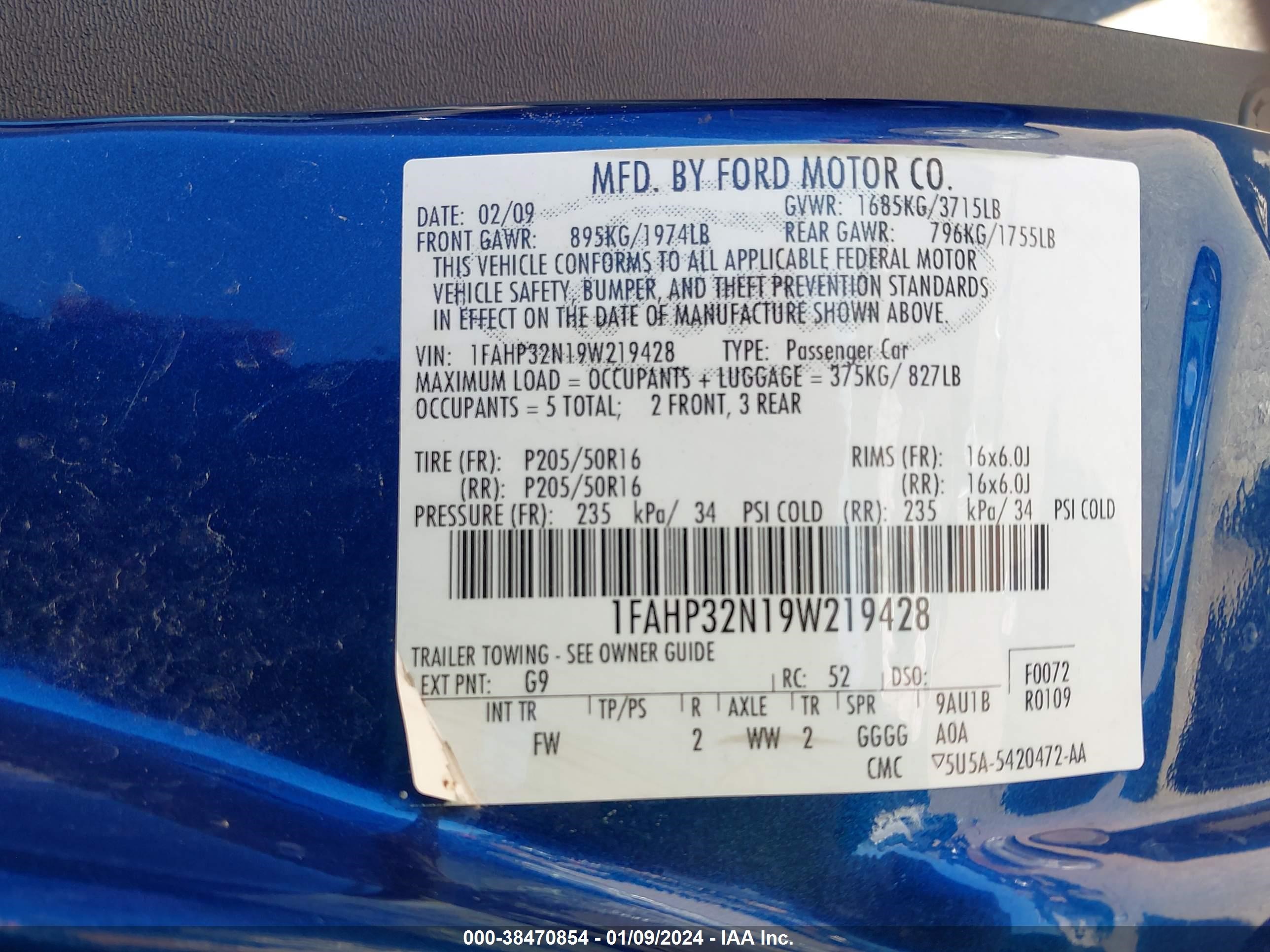 Photo 8 VIN: 1FAHP32N19W219428 - FORD FOCUS 