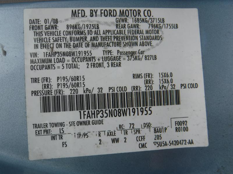 Photo 8 VIN: 1FAHP35N08W191955 - FORD FOCUS 