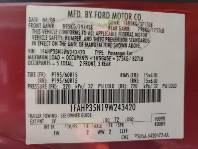 Photo 12 VIN: 1FAHP35N19W243420 - FORD FOCUS 