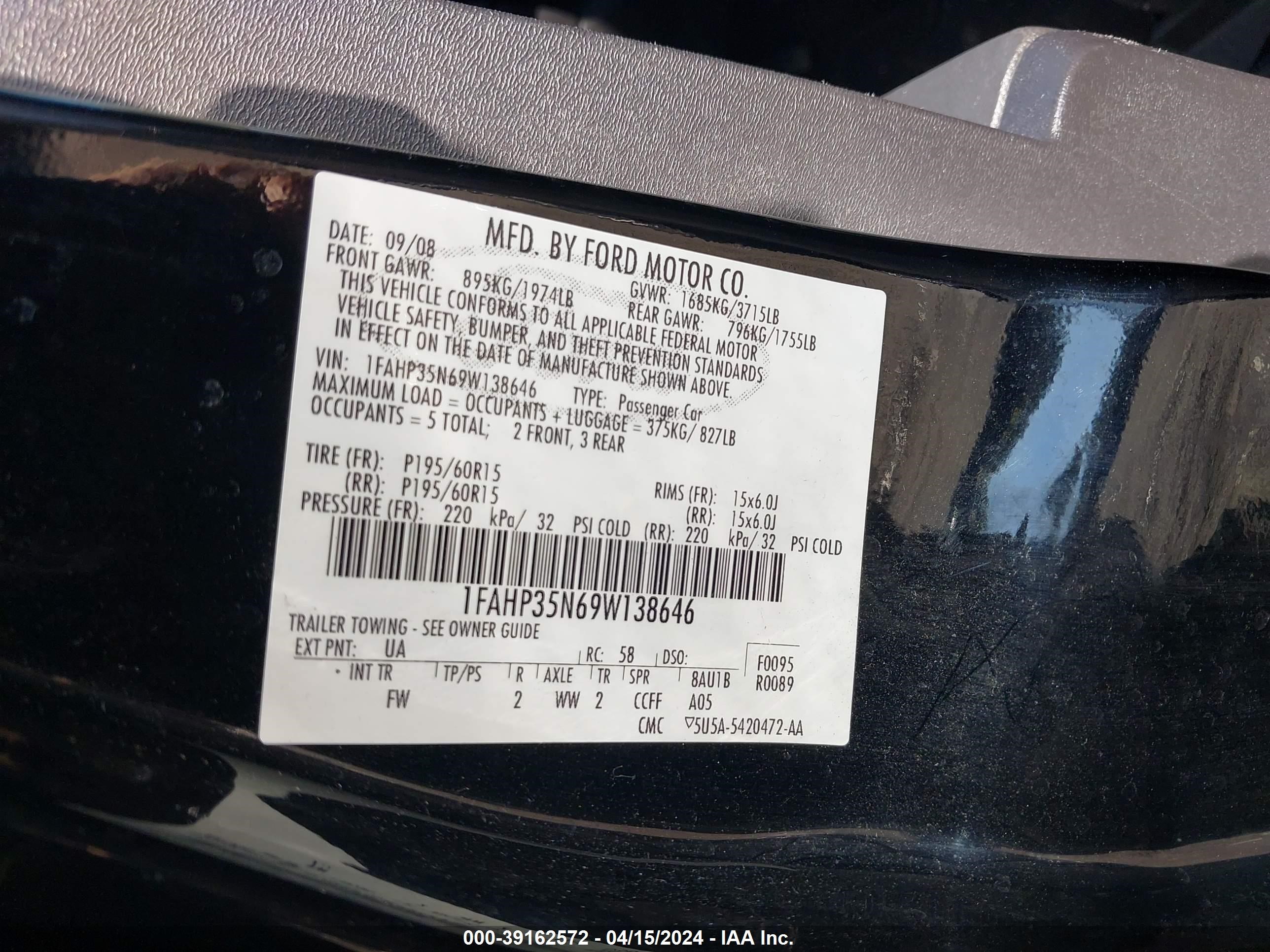 Photo 8 VIN: 1FAHP35N69W138646 - FORD FOCUS 