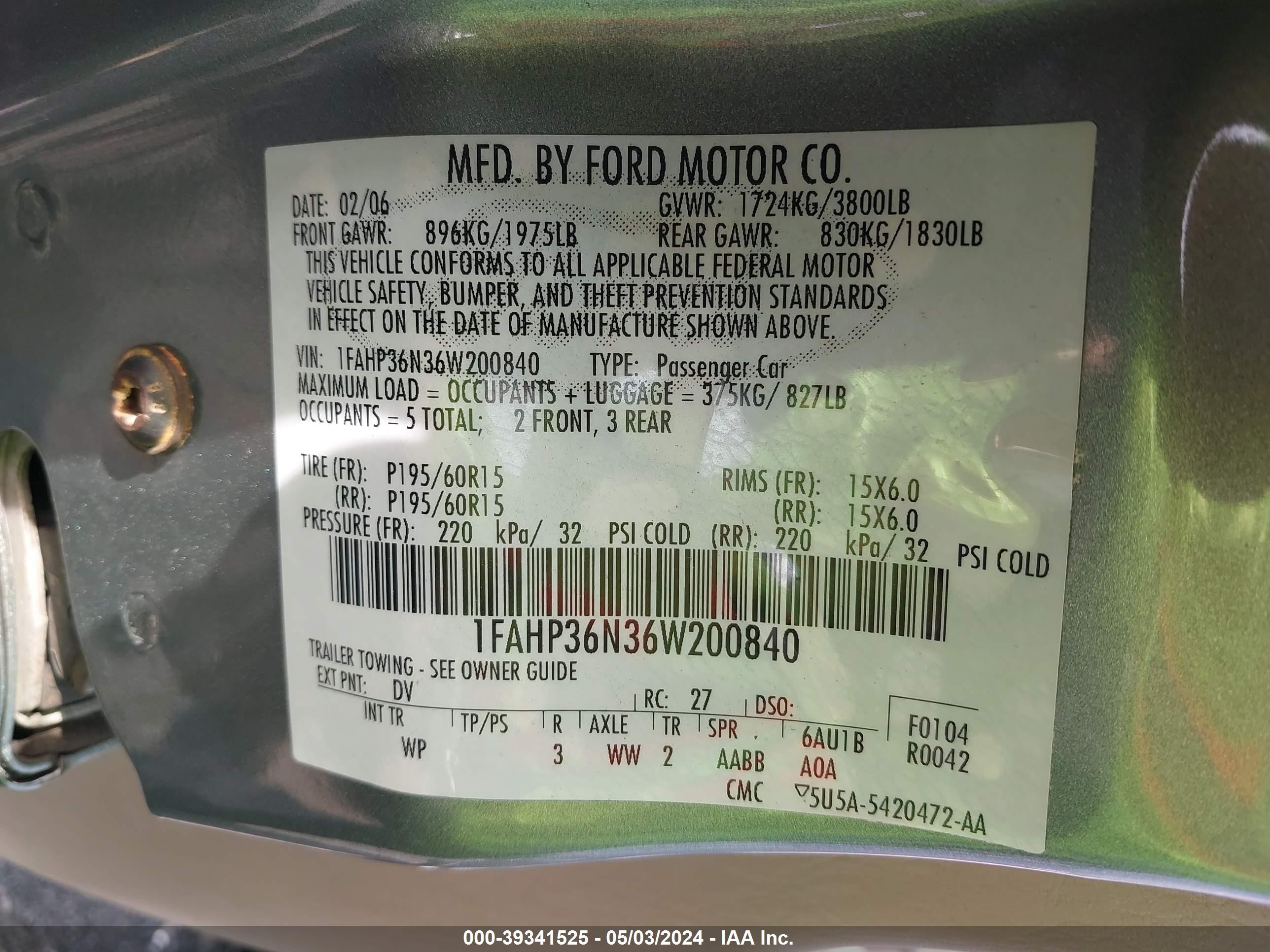 Photo 8 VIN: 1FAHP36N36W200840 - FORD FOCUS 