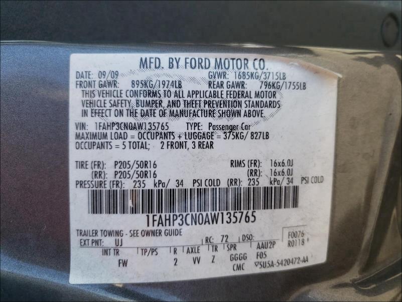 Photo 9 VIN: 1FAHP3CN0AW135765 - FORD FOCUS SE 