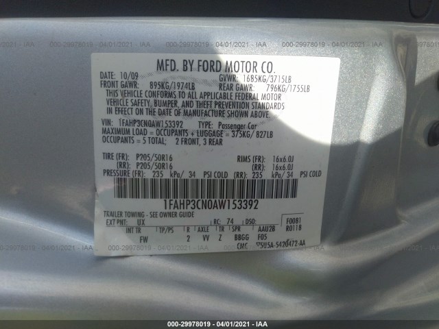 Photo 8 VIN: 1FAHP3CN0AW153392 - FORD FOCUS 