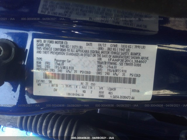 Photo 8 VIN: 1FAHP3E20CL384607 - FORD FOCUS 