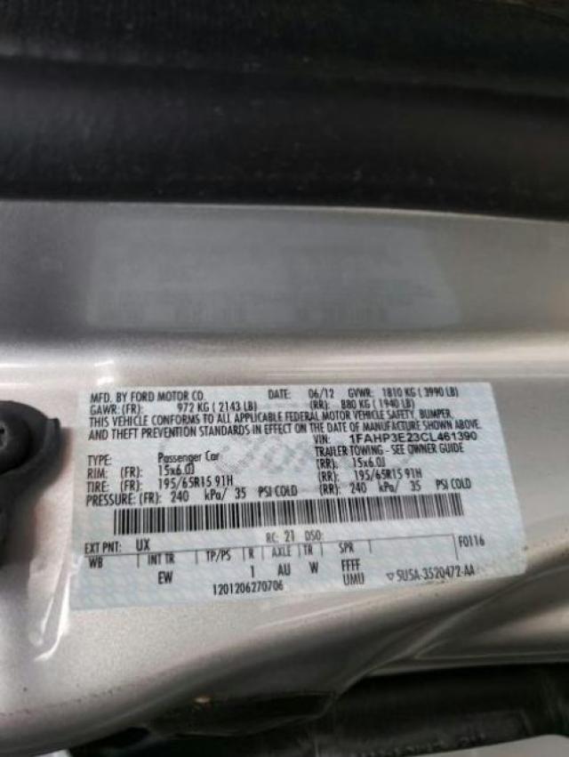 Photo 9 VIN: 1FAHP3E23CL461390 - FORD FOCUS S 