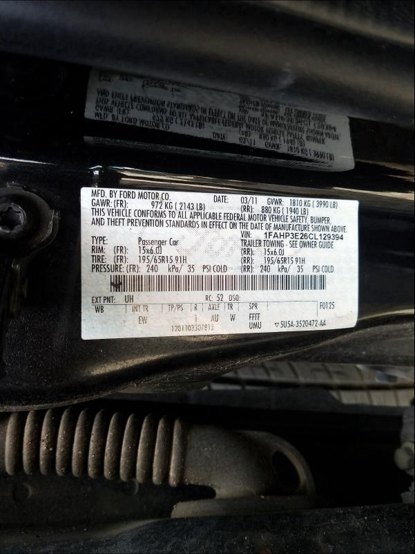 Photo 9 VIN: 1FAHP3E26CL129394 - FORD FOCUS S 