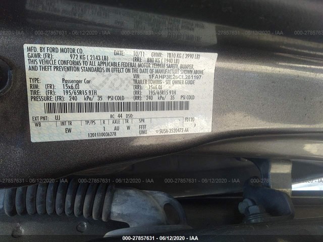 Photo 8 VIN: 1FAHP3E26CL261197 - FORD FOCUS 