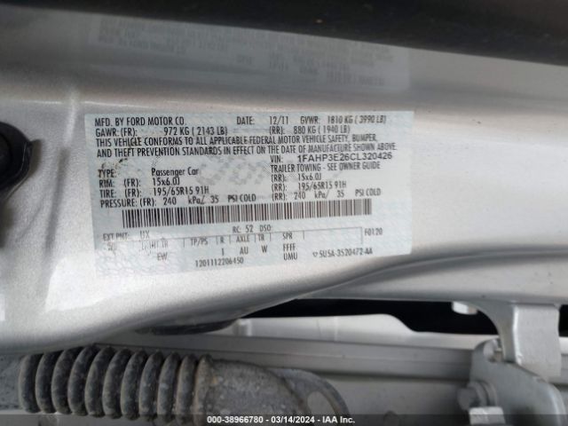 Photo 8 VIN: 1FAHP3E26CL320426 - FORD FOCUS 