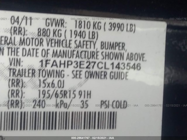 Photo 8 VIN: 1FAHP3E27CL143546 - FORD FOCUS 