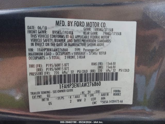 Photo 8 VIN: 1FAHP3EN1AW276860 - FORD FOCUS 