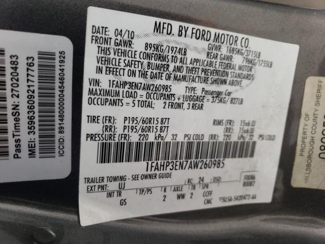 Photo 9 VIN: 1FAHP3EN7AW260985 - FORD FOCUS S 