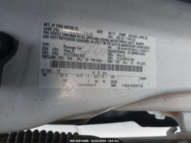 Photo 8 VIN: 1FAHP3F20CL135917 - FORD FOCUS 