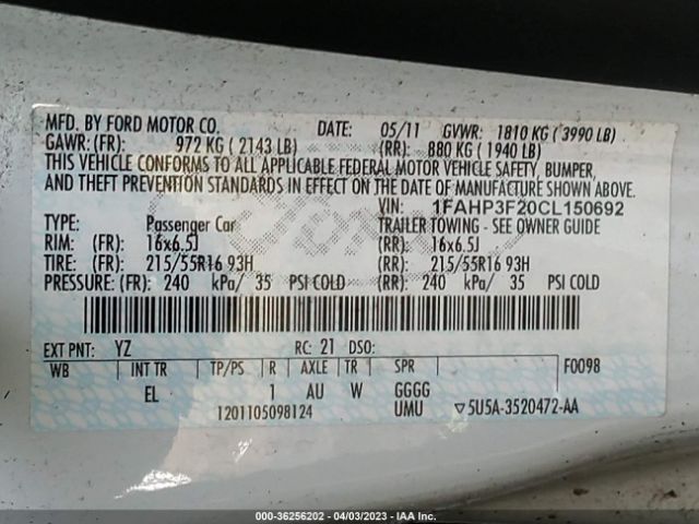 Photo 8 VIN: 1FAHP3F20CL150692 - FORD FOCUS 