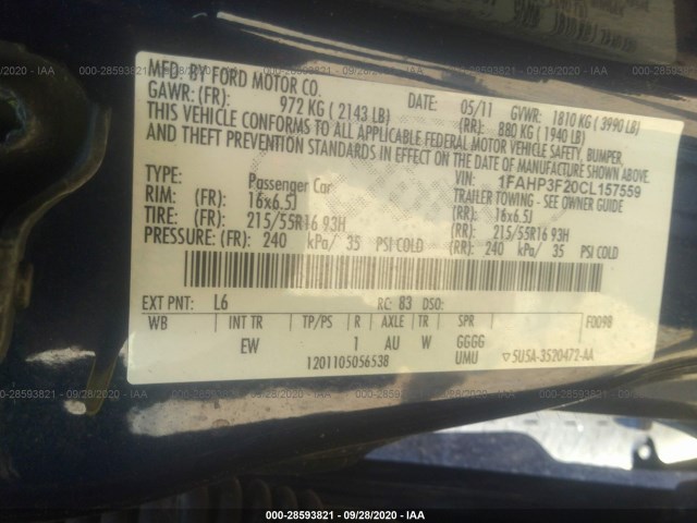 Photo 8 VIN: 1FAHP3F20CL157559 - FORD FOCUS 