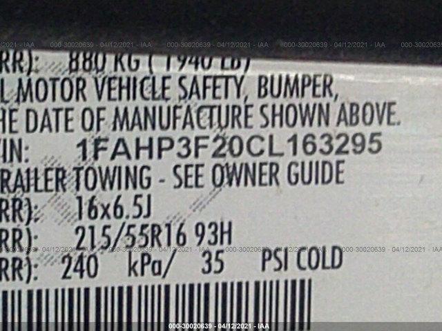 Photo 8 VIN: 1FAHP3F20CL163295 - FORD FOCUS 