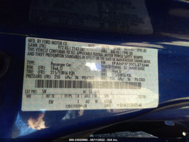 Photo 8 VIN: 1FAHP3F20CL273246 - FORD FOCUS 