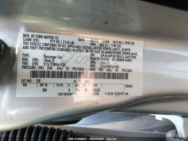 Photo 8 VIN: 1FAHP3F20CL347796 - FORD FOCUS 