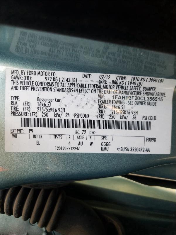 Photo 9 VIN: 1FAHP3F20CL356515 - FORD FOCUS SE 