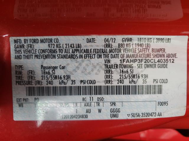 Photo 9 VIN: 1FAHP3F20CL403512 - FORD FOCUS SE 