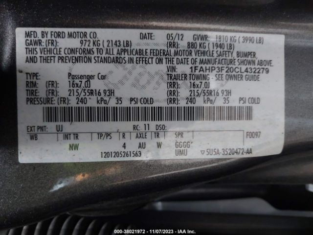 Photo 8 VIN: 1FAHP3F20CL432279 - FORD FOCUS 