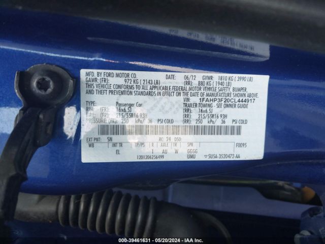 Photo 8 VIN: 1FAHP3F20CL444917 - FORD FOCUS 