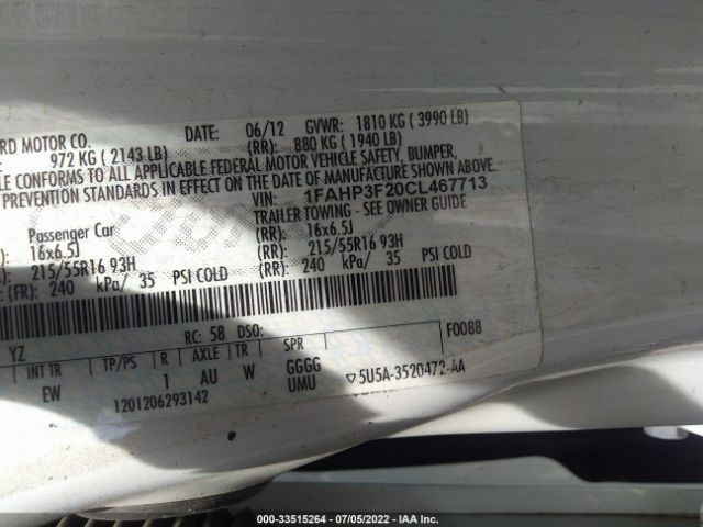 Photo 8 VIN: 1FAHP3F20CL467713 - FORD FOCUS 