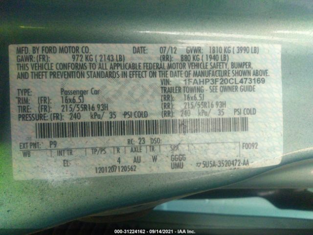 Photo 8 VIN: 1FAHP3F20CL473169 - FORD FOCUS 