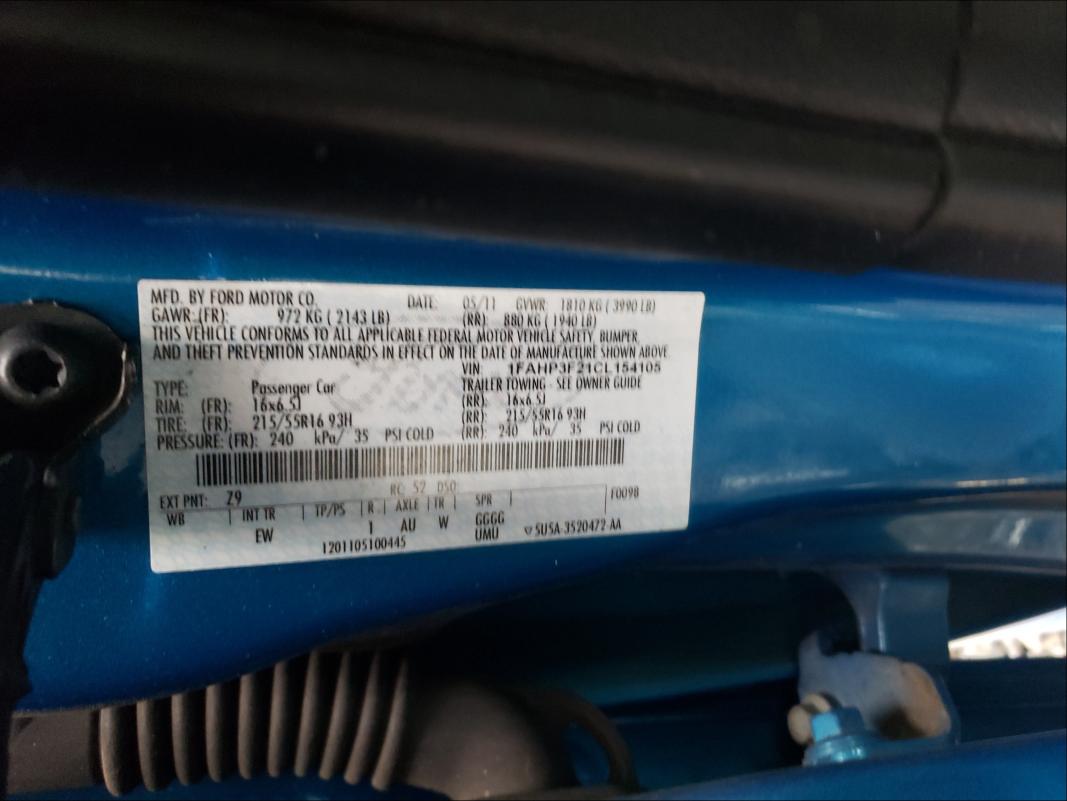 Photo 9 VIN: 1FAHP3F21CL154105 - FORD FOCUS SE 