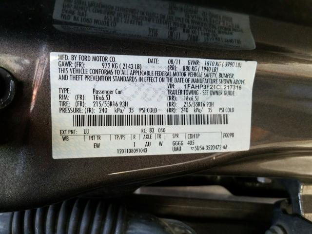 Photo 9 VIN: 1FAHP3F21CL217316 - FORD FOCUS SE 