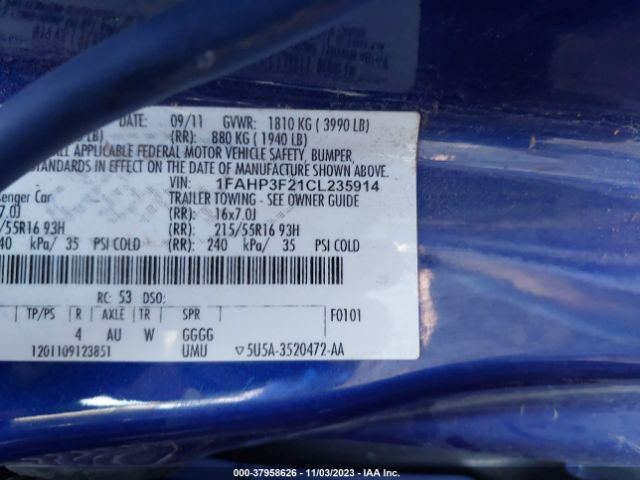 Photo 8 VIN: 1FAHP3F21CL235914 - FORD FOCUS 