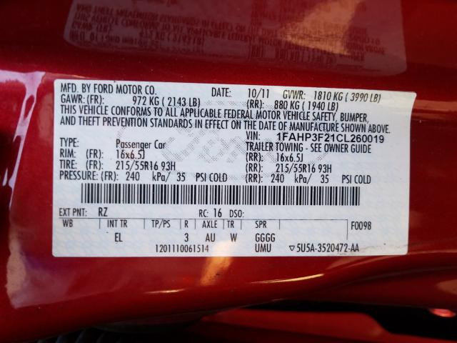 Photo 9 VIN: 1FAHP3F21CL260019 - FORD FOCUS SE 