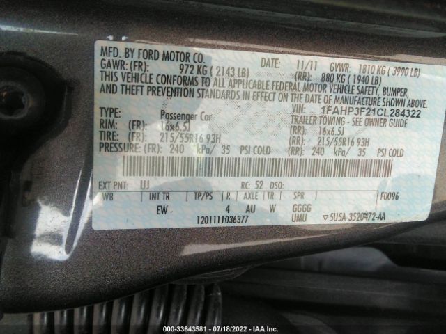 Photo 8 VIN: 1FAHP3F21CL284322 - FORD FOCUS 