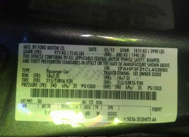 Photo 8 VIN: 1FAHP3F21CL432680 - FORD FOCUS 