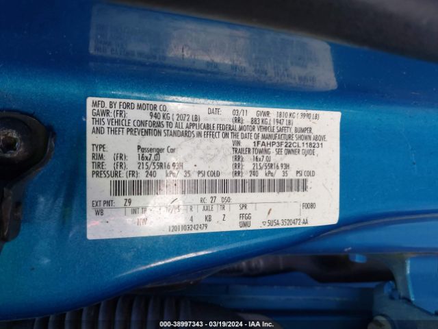 Photo 8 VIN: 1FAHP3F22CL118231 - FORD FOCUS 