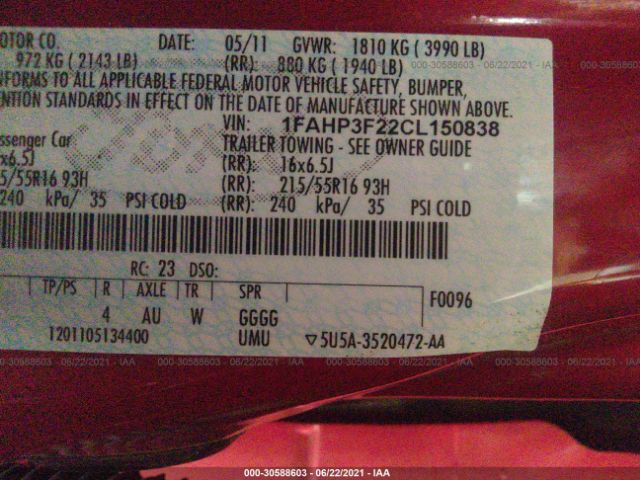 Photo 8 VIN: 1FAHP3F22CL150838 - FORD FOCUS 