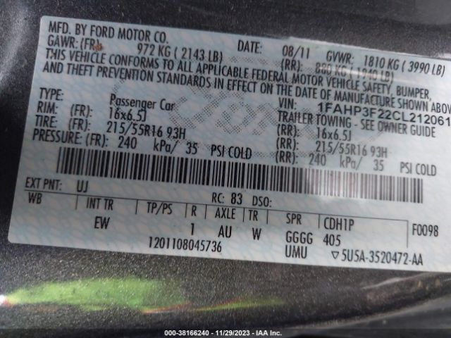 Photo 8 VIN: 1FAHP3F22CL212061 - FORD FOCUS 