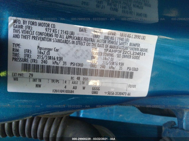 Photo 8 VIN: 1FAHP3F22CL234531 - FORD FOCUS 