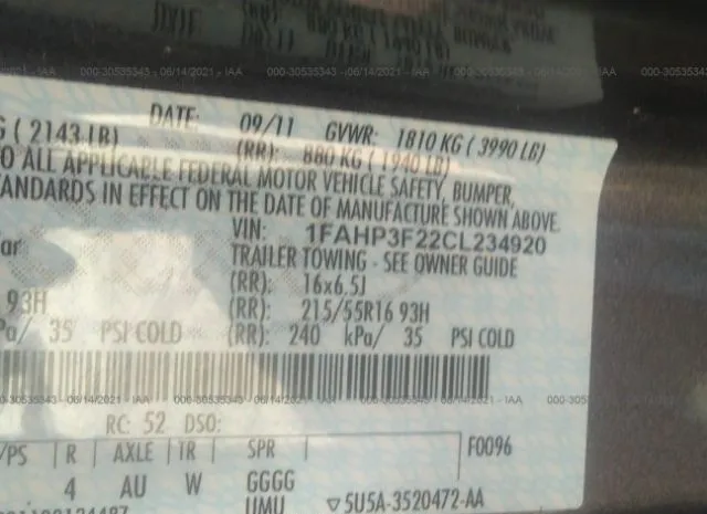 Photo 8 VIN: 1FAHP3F22CL234920 - FORD FOCUS 