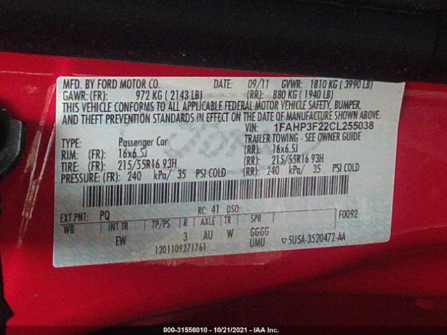 Photo 8 VIN: 1FAHP3F22CL255038 - FORD FOCUS 