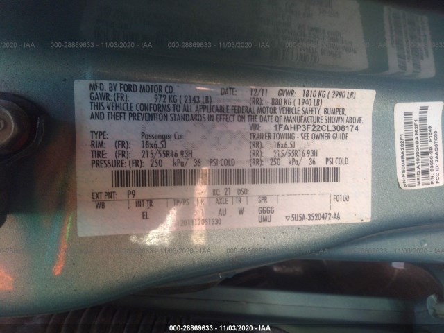 Photo 8 VIN: 1FAHP3F22CL308174 - FORD FOCUS 