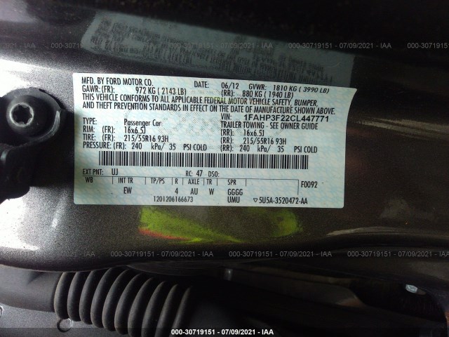 Photo 8 VIN: 1FAHP3F22CL447771 - FORD FOCUS 