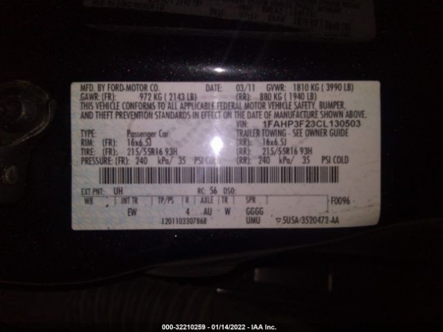 Photo 8 VIN: 1FAHP3F23CL130503 - FORD FOCUS 