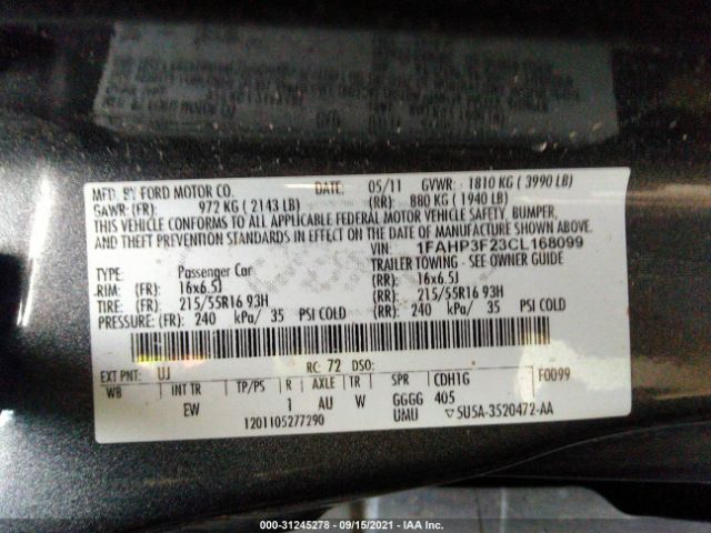 Photo 8 VIN: 1FAHP3F23CL168099 - FORD FOCUS 