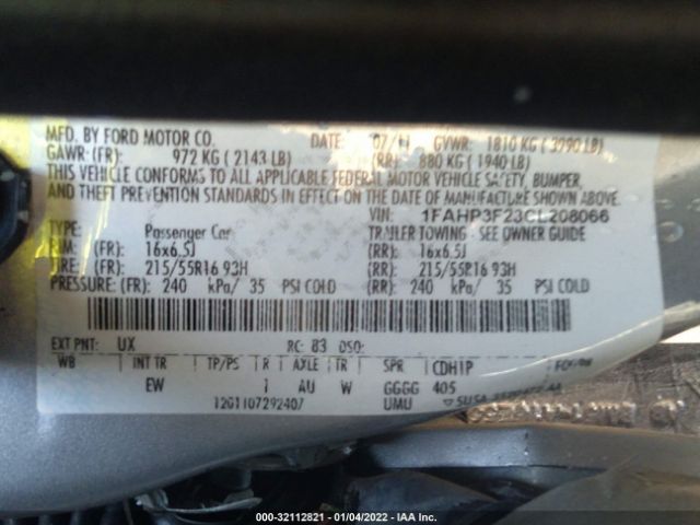 Photo 8 VIN: 1FAHP3F23CL208066 - FORD FOCUS 