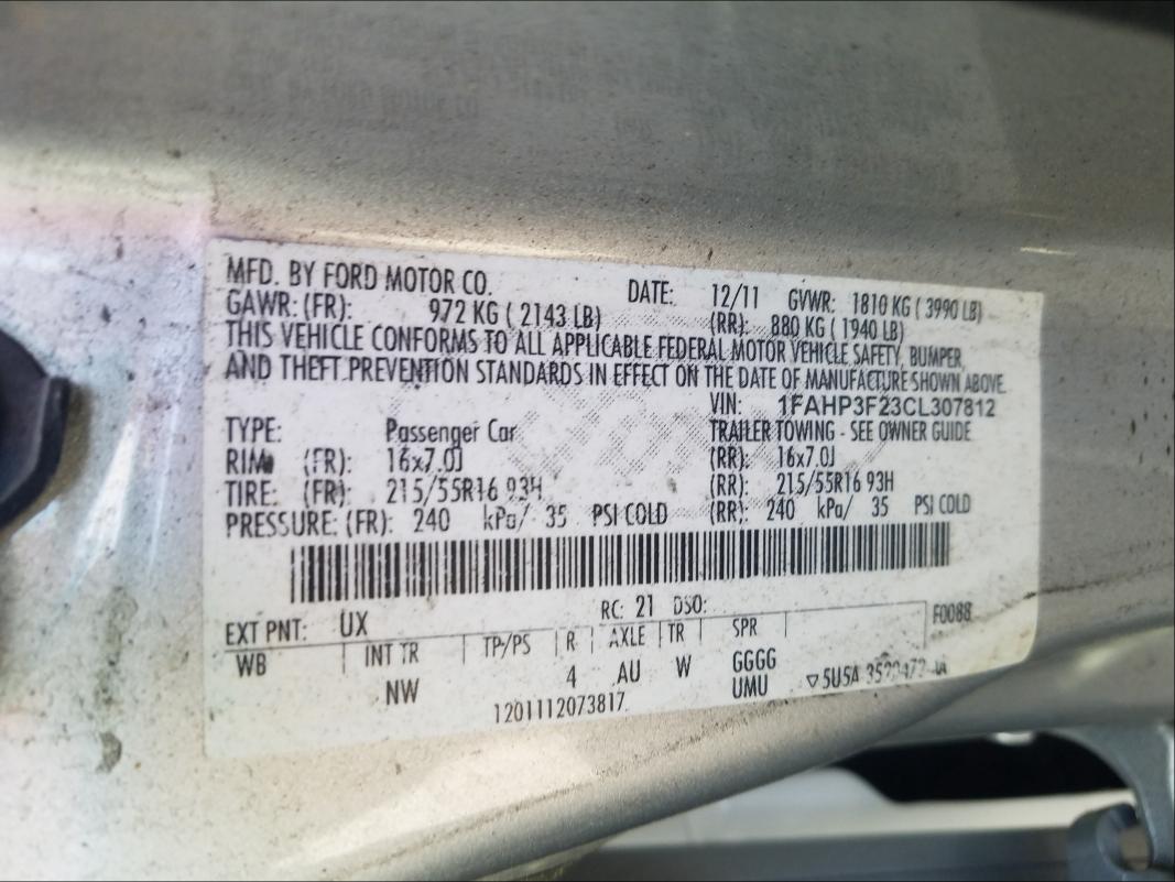 Photo 9 VIN: 1FAHP3F23CL307812 - FORD FOCUS SE 