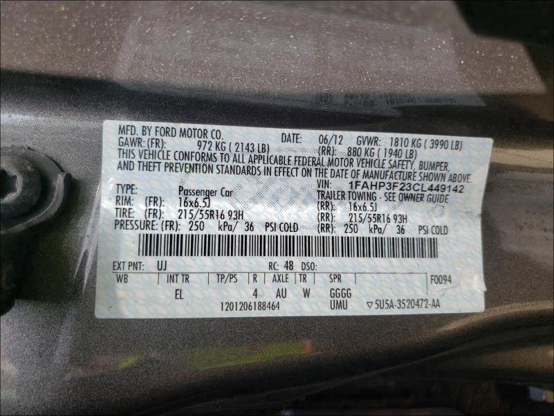 Photo 9 VIN: 1FAHP3F23CL449142 - FORD FOCUS SE 