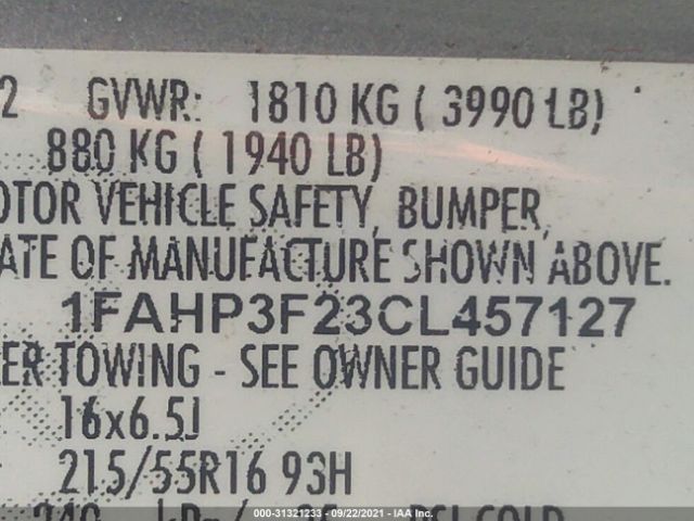 Photo 8 VIN: 1FAHP3F23CL457127 - FORD FOCUS 