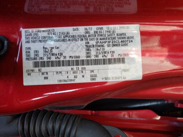 Photo 9 VIN: 1FAHP3F23CL460724 - FORD FOCUS SE 